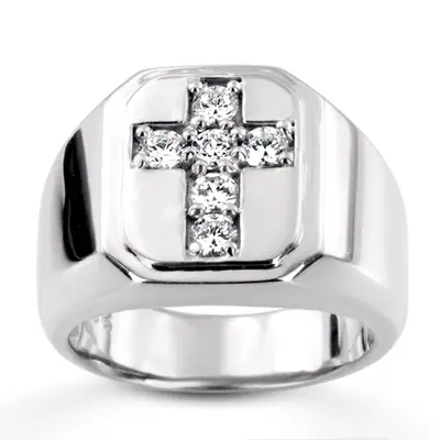 0.60 ct. Round Cut Cross Diamond Men's Ring