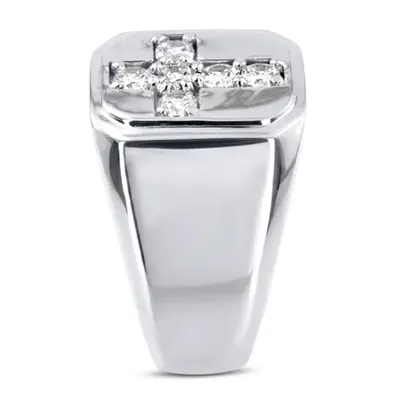 14K white gold 0.60 ct. Round Cut Cross Diamond Men's Ring - alternate view 4 thumbnail