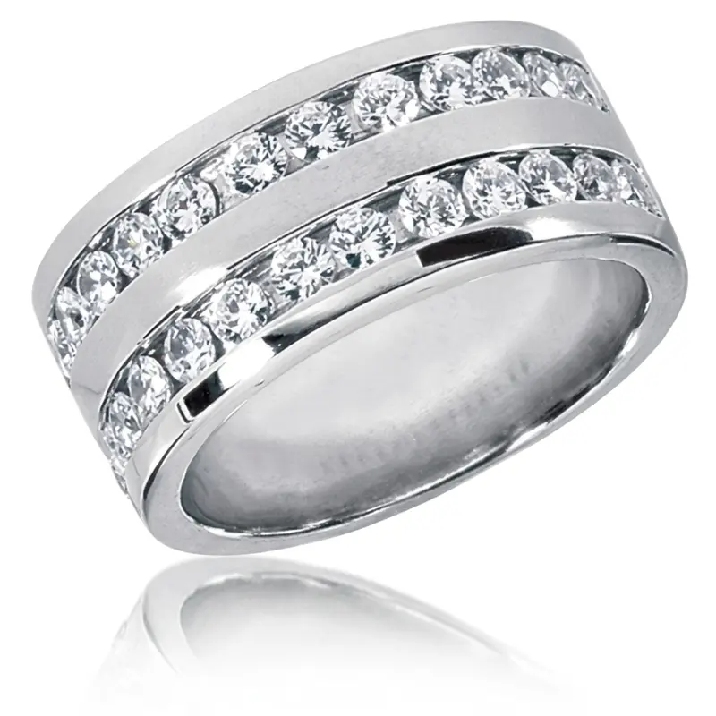 14K white gold 1.50 ct. Double Row Channel Set Diamond Men's Ring - main view