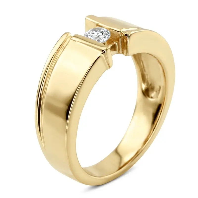 14K white gold 0.25 ct. Round Cut Bar Set Diamond Men's Ring - alternate view 6