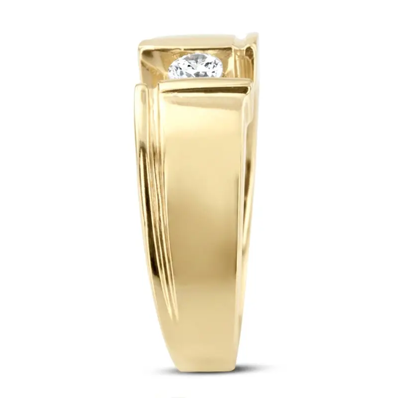 14K white gold 0.25 ct. Round Cut Bar Set Diamond Men's Ring - alternate view 3