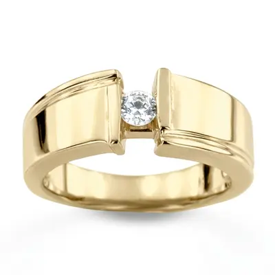 14K white gold 0.25 ct. Round Cut Bar Set Diamond Men's Ring - main view thumbnail
