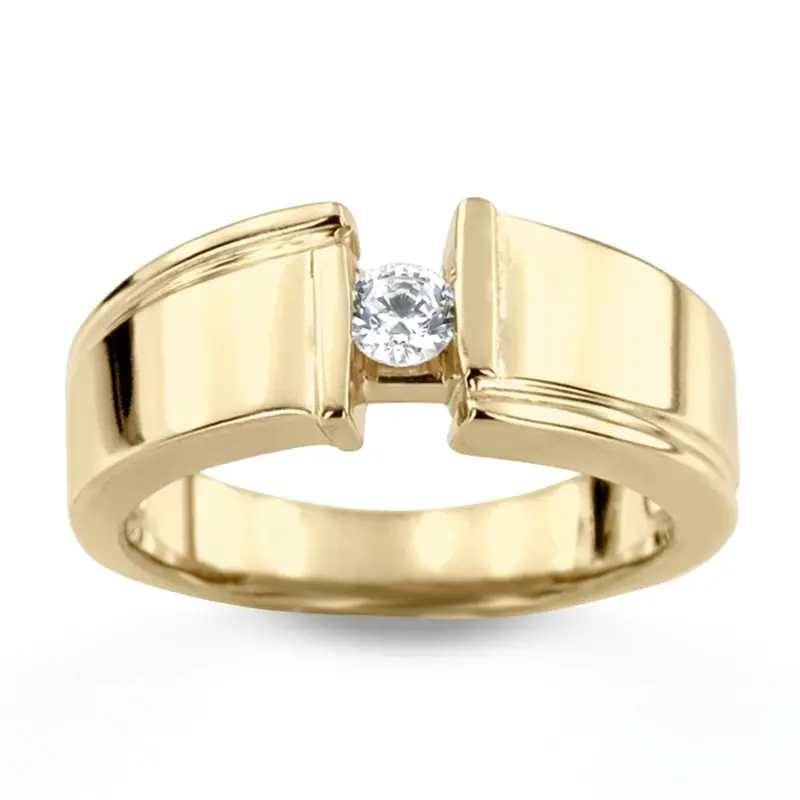 14K white gold 0.25 ct. Round Cut Bar Set Diamond Men's Ring - main view