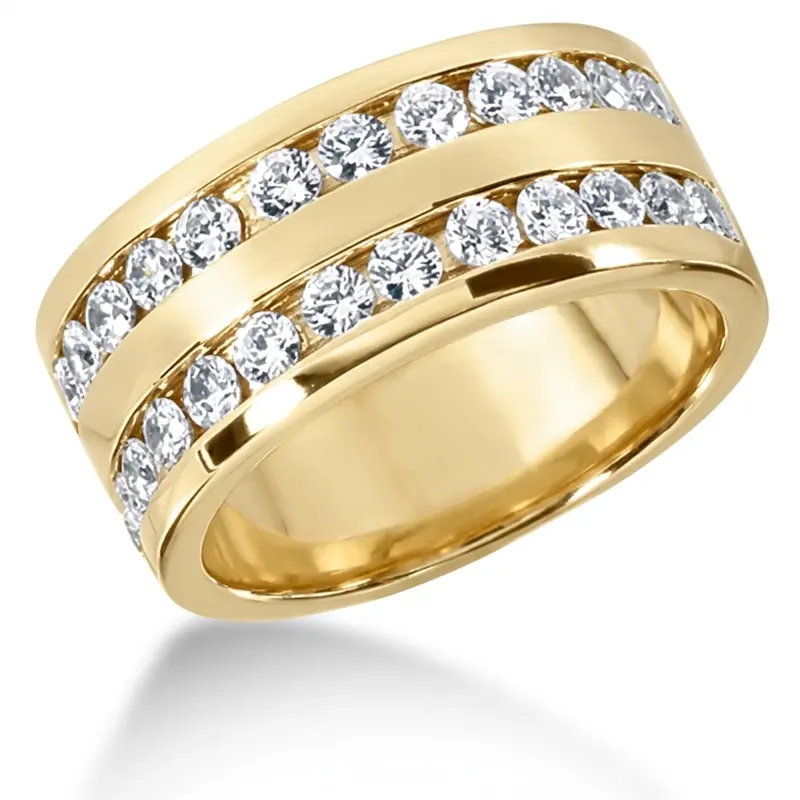 14K white gold 1.50 ct. Double Row Channel Set Diamond Men's Ring - alternate view 2