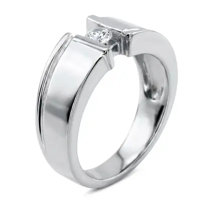 14K white gold 0.25 ct. Round Cut Bar Set Diamond Men's Ring - alternate view 5 thumbnail