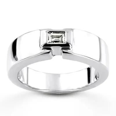 0.25 ct. Emerald Cut Bezel Set Diamond Men's Ring alternate view