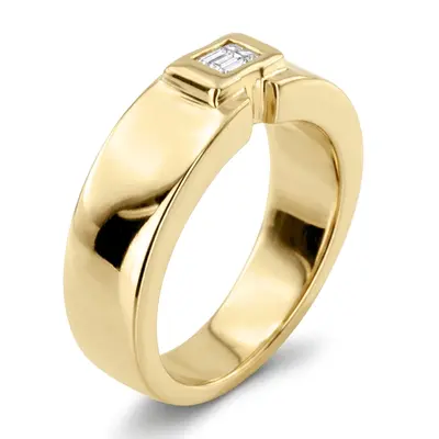 14K white gold 0.25 ct. Emerald Cut Bezel Set Diamond Men's Ring - alternate view 3 thumbnail