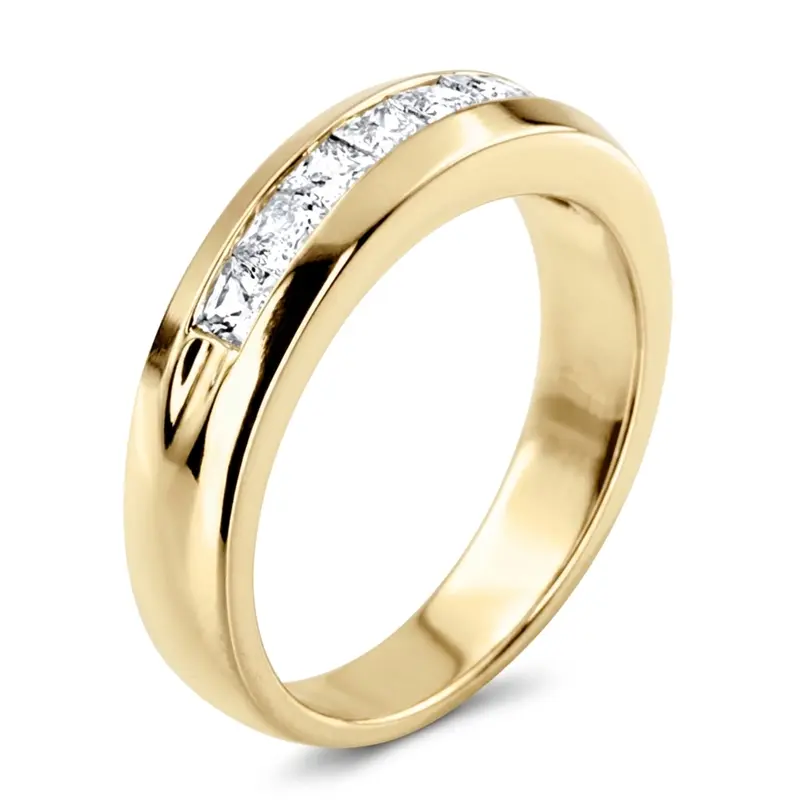 14K white gold 0.98 ct. Princess Cut Diamond Men's Band - alternate view 5