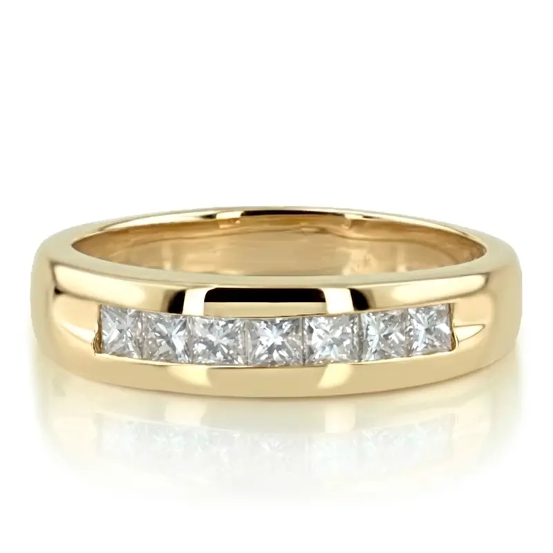 14K white gold 0.98 ct. Princess Cut Diamond Men's Band - main view