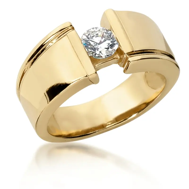 14K white gold 0.35 ct. Bar Set Diamond Men's Band - alternate view 2