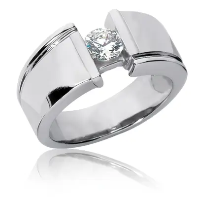 14K white gold 0.35 ct. Bar Set Diamond Men's Band - main view thumbnail