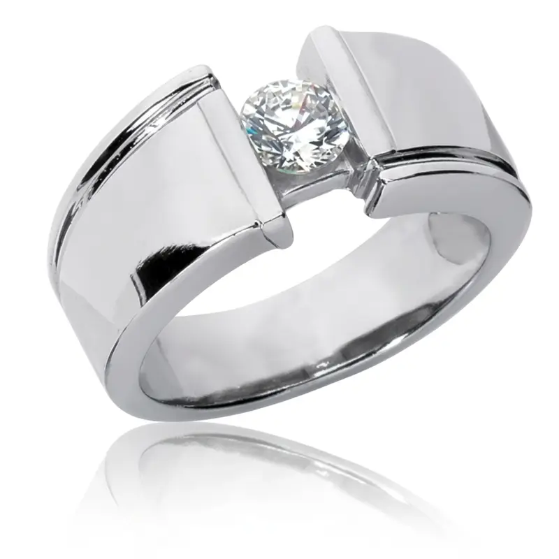 14K white gold 0.35 ct. Bar Set Diamond Men's Band - main view