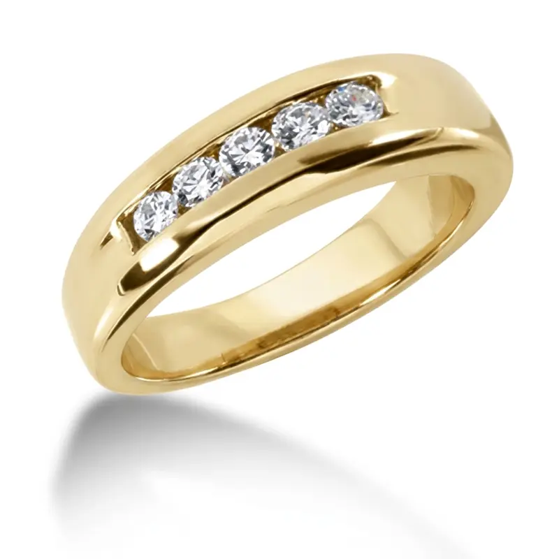 14K white gold 1.00 ct. Channel Set Five Stone Diamond Men's Band - alternate view 2