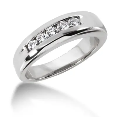 14K white gold 1.00 ct. Channel Set Five Stone Diamond Men's Band - main view thumbnail