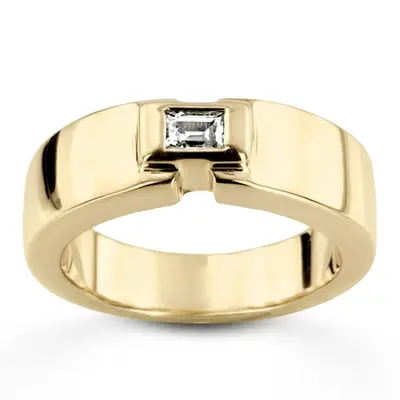 0.25 ct. Emerald Cut Bezel Set Diamond Men's Ring
