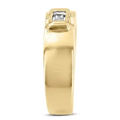 14K white gold 0.25 ct. Emerald Cut Bezel Set Diamond Men's Ring - alternate view 4 thumbnail