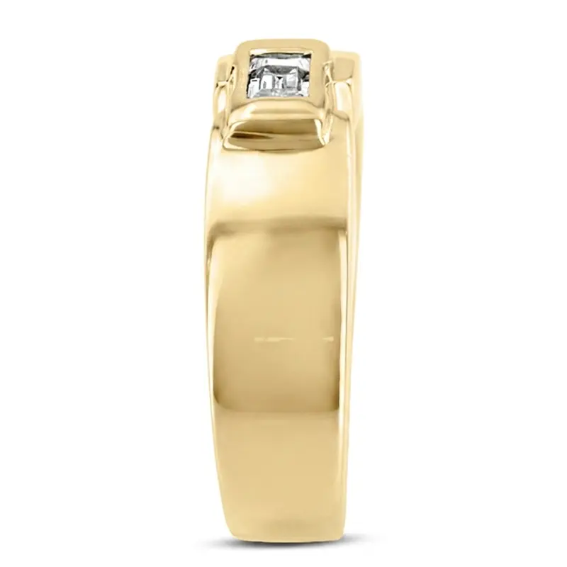 14K white gold 0.25 ct. Emerald Cut Bezel Set Diamond Men's Ring - alternate view 4