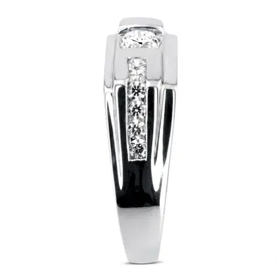 14K white gold 0.45 ct. Channel Set Diamond Men's Ring - alternate view 4 thumbnail