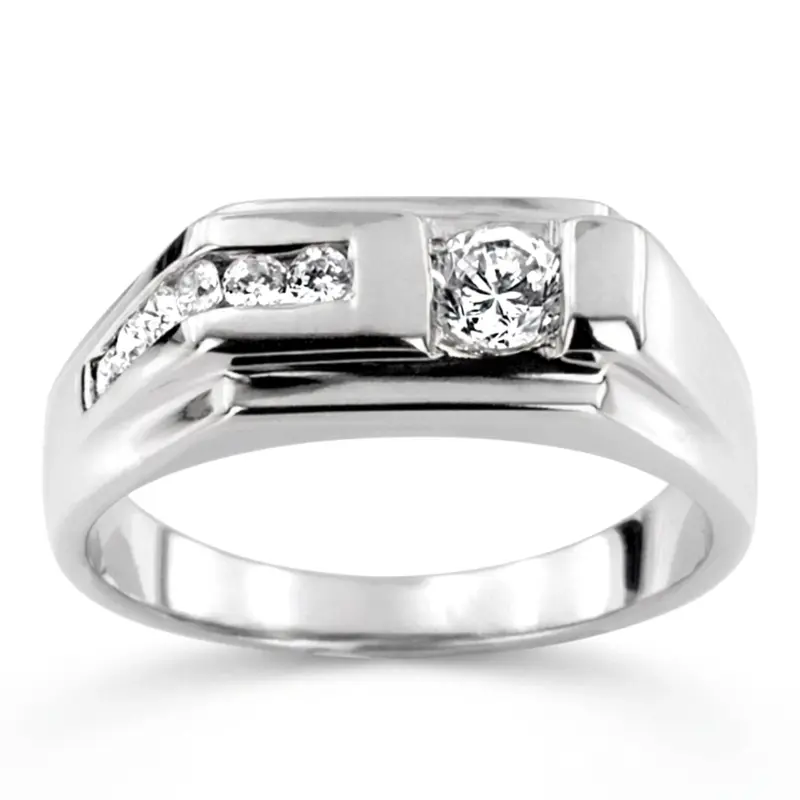 14K white gold 0.45 ct. Channel Set Diamond Men's Ring - main view