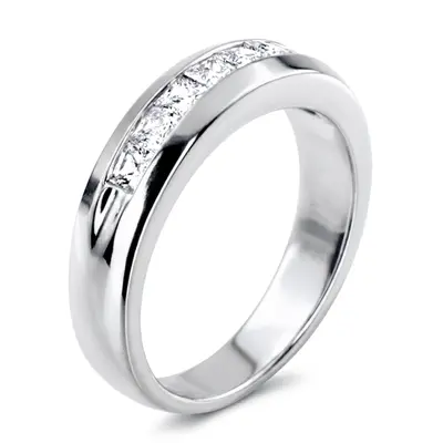 14K white gold 0.98 ct. Princess Cut Diamond Men's Band - alternate view 6 thumbnail