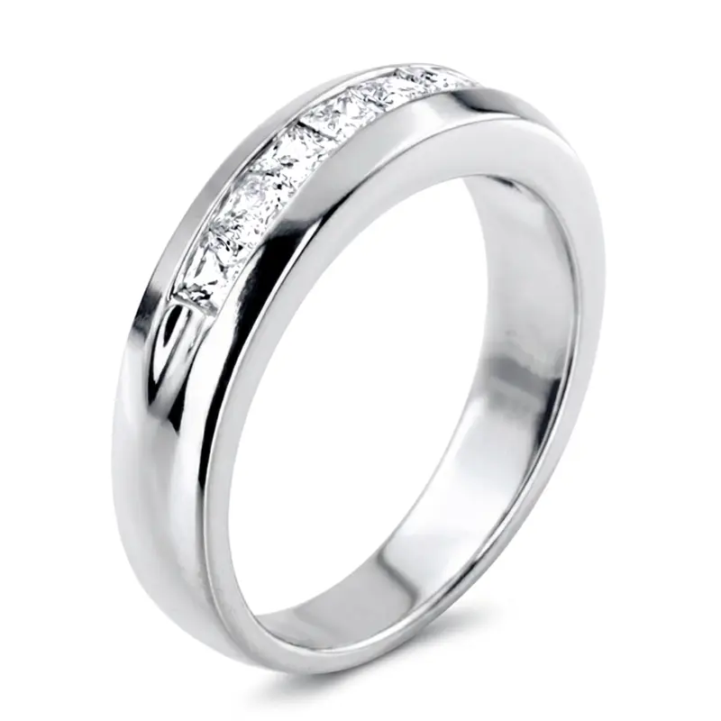 14K white gold 0.98 ct. Princess Cut Diamond Men's Band - alternate view 6