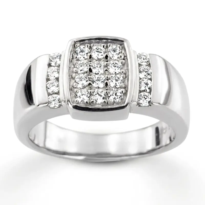 14K white gold 0.80 ct. Channel Set Diamond Men's Ring - main view