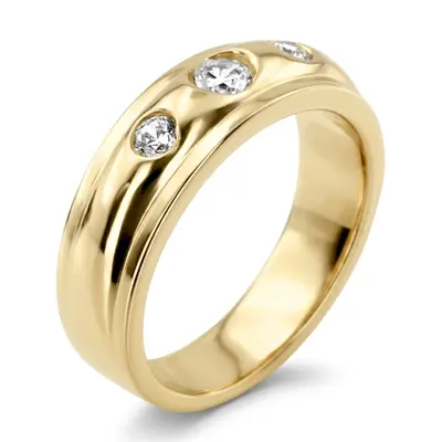 14K white gold 0.45 ct. Three Stone Bezel Set Diamond Men's Ring - alternate view 3 thumbnail