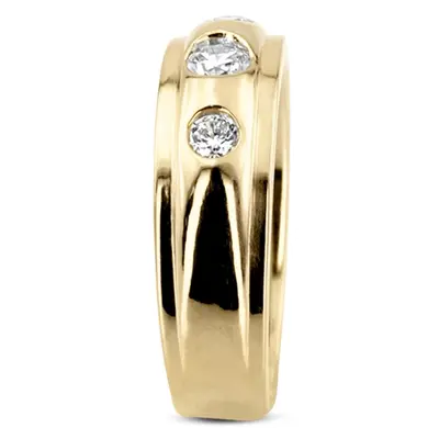 14K white gold 0.45 ct. Three Stone Bezel Set Diamond Men's Ring - alternate view 4 thumbnail