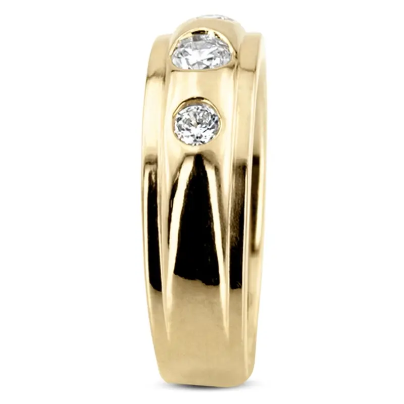 14K white gold 0.45 ct. Three Stone Bezel Set Diamond Men's Ring - alternate view 4
