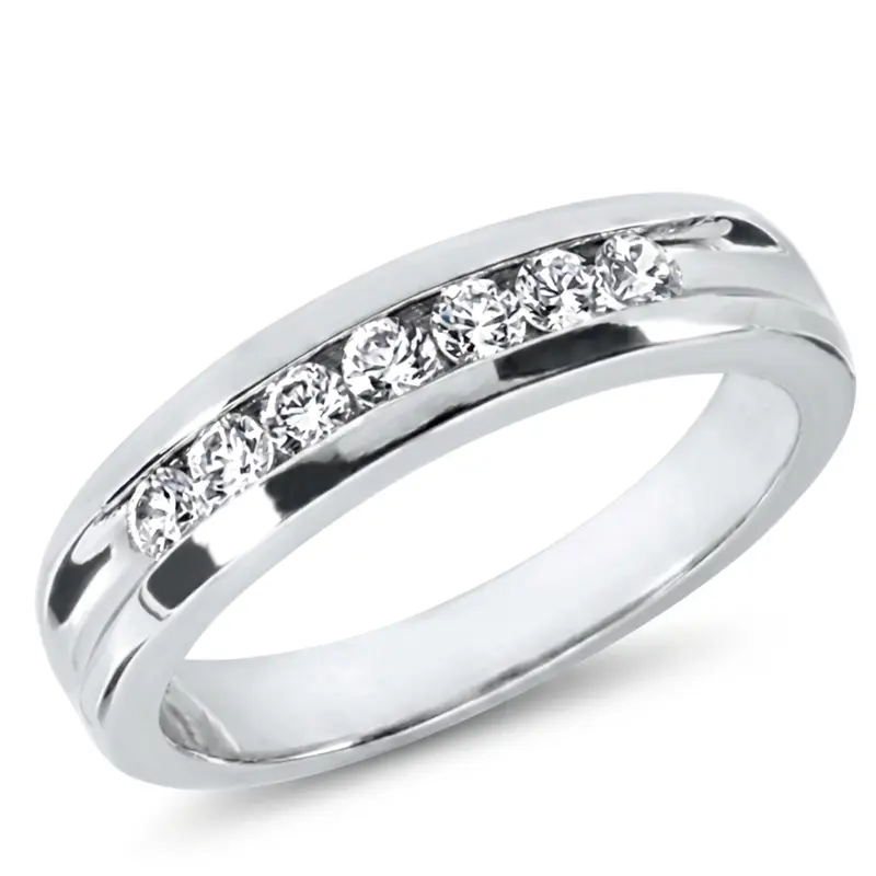 14K white gold 0.49 ct. tw. Round Cut Diamond Men's Band - main view