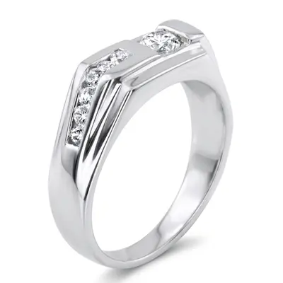 14K white gold 0.45 ct. Channel Set Diamond Men's Ring - alternate view 6 thumbnail