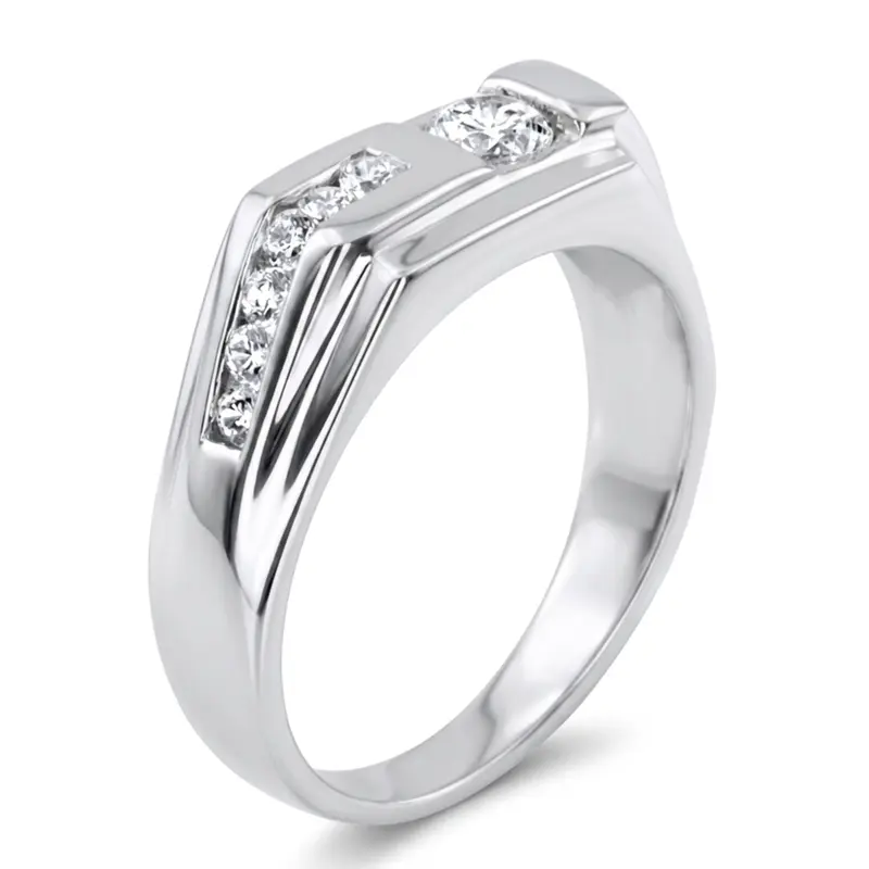 14K white gold 0.45 ct. Channel Set Diamond Men's Ring - alternate view 6