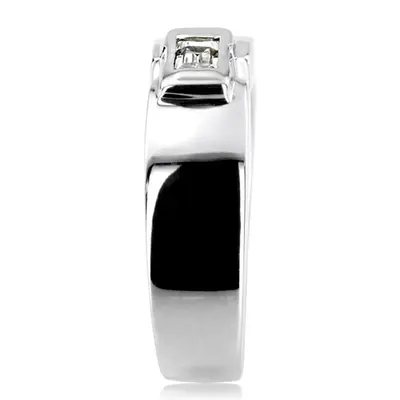14K white gold 0.25 ct. Emerald Cut Bezel Set Diamond Men's Ring - alternate view 6 thumbnail