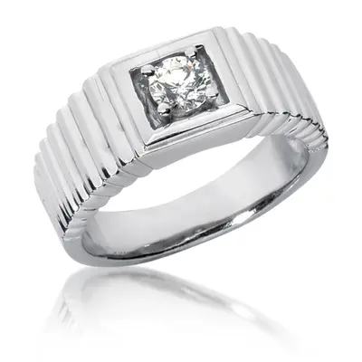 14K white gold 0.35 ct. Round Cut Solitaire Diamond Men's Ring - main view thumbnail
