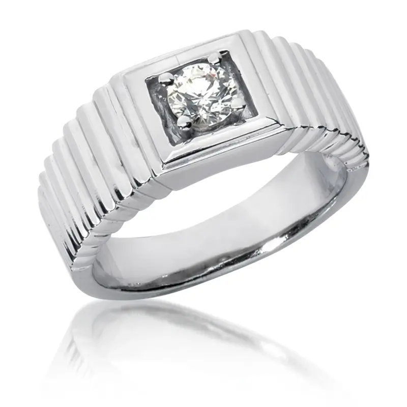 14K white gold 0.35 ct. Round Cut Solitaire Diamond Men's Ring - main view