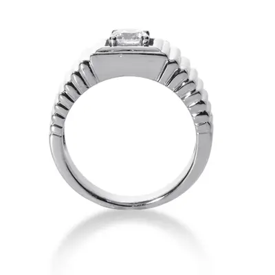 14K white gold 0.35 ct. Round Cut Solitaire Diamond Men's Ring - alternate view 3 thumbnail
