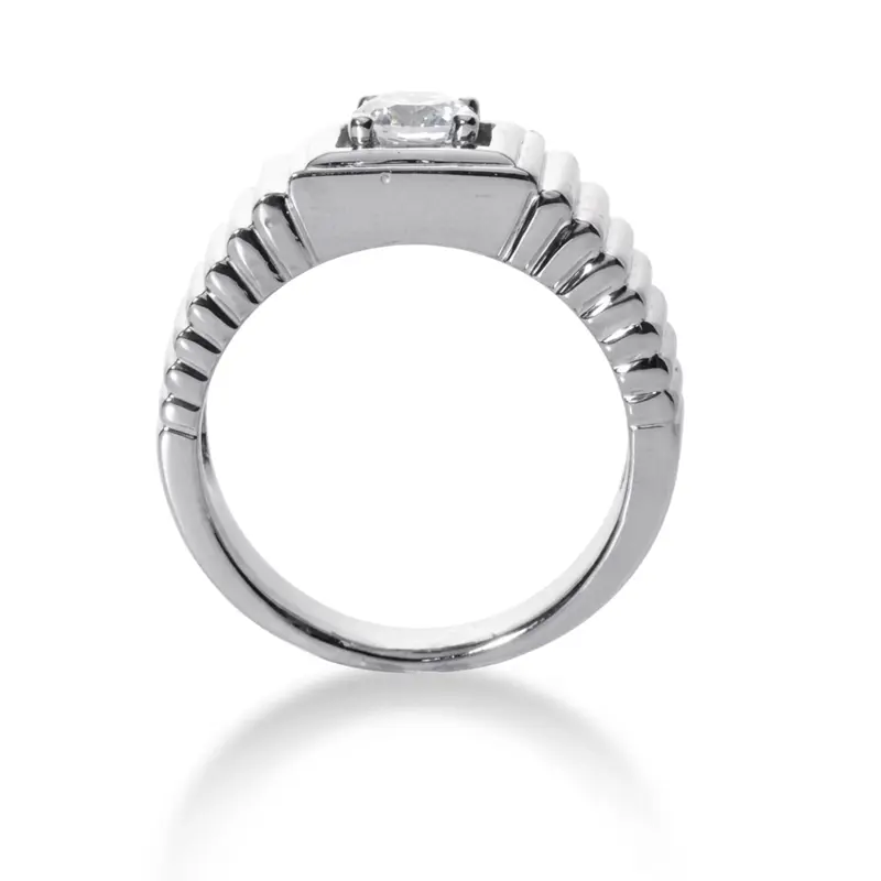 14K white gold 0.35 ct. Round Cut Solitaire Diamond Men's Ring - alternate view 3