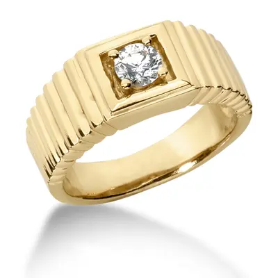 14K white gold 0.35 ct. Round Cut Solitaire Diamond Men's Ring - alternate view 2 thumbnail