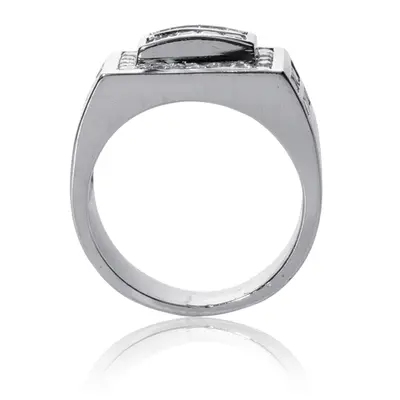 14K white gold 2.66 ct. Round Cut Diamond Men's Ring - alternate view 3 thumbnail