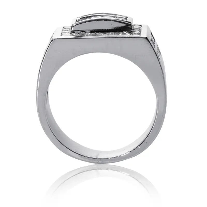 14K white gold 2.66 ct. Round Cut Diamond Men's Ring - alternate view 3