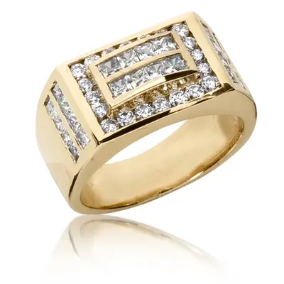 14K white gold 2.66 ct. Round Cut Diamond Men's Ring - alternate view 2 thumbnail