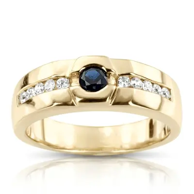 14K white gold 0.55 ct. Round Cut Bezel Set Diamond Men's Ring - alternate view 8 thumbnail