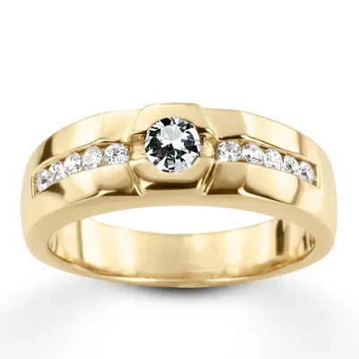 0.55 ct. Round Cut Bezel Set Diamond Men's Ring alternate view