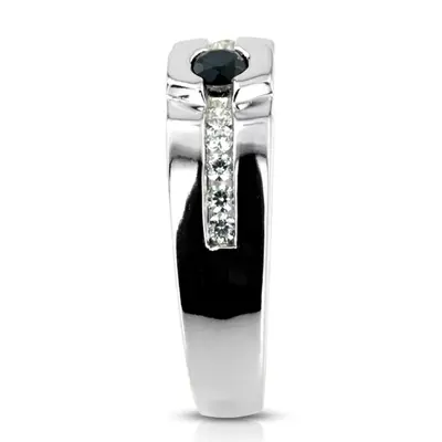 14K white gold 0.55 ct. Round Cut Bezel Set Diamond Men's Ring - alternate view 4 thumbnail