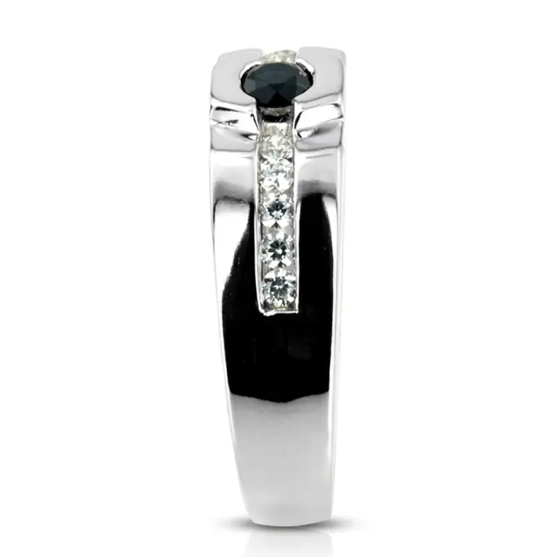 14K white gold 0.55 ct. Round Cut Bezel Set Diamond Men's Ring - alternate view 4