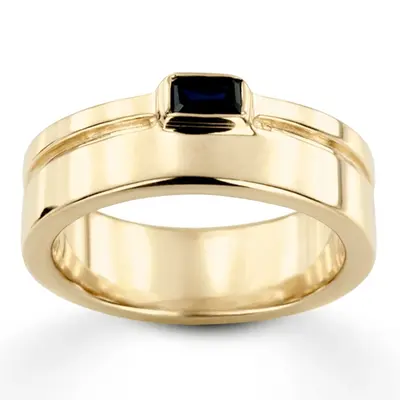 14K white gold 0.33 ct. Emerald Cut Bezel Set Solitaire Diamond Men's Ring - alternate view 8 thumbnail