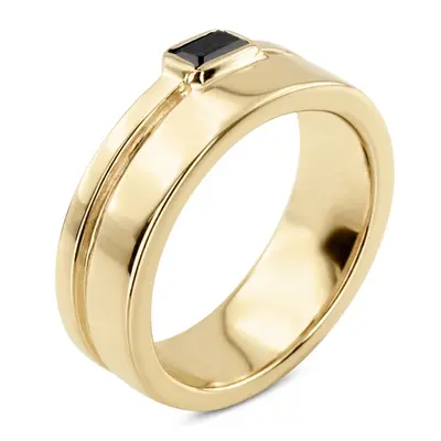 14K white gold 0.33 ct. Emerald Cut Bezel Set Solitaire Diamond Men's Ring - alternate view 4 thumbnail