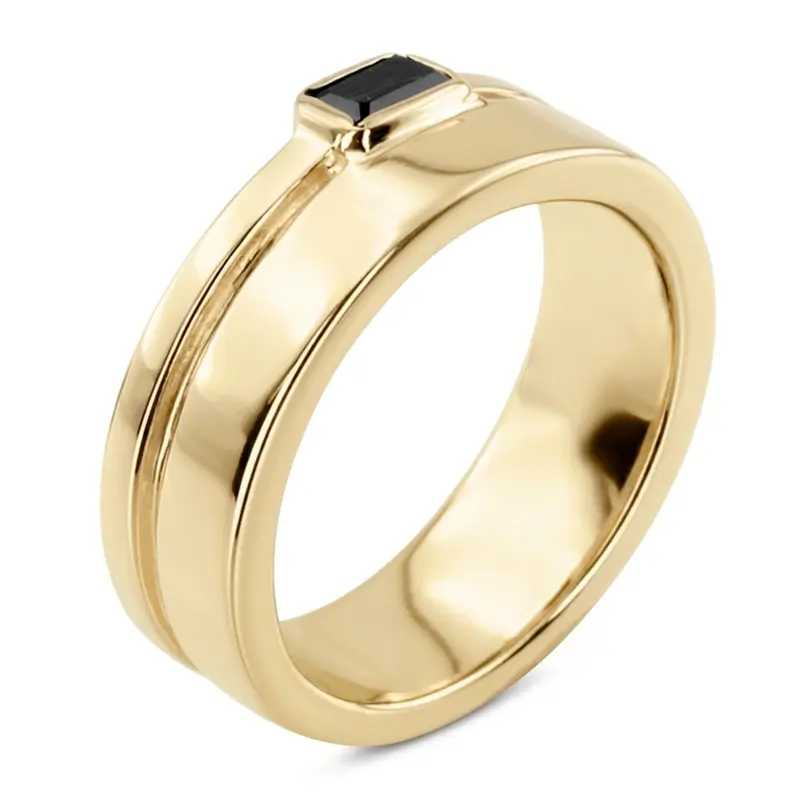 14K white gold 0.33 ct. Emerald Cut Bezel Set Solitaire Diamond Men's Ring - alternate view 4