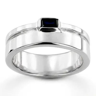 0.33 ct. Emerald Cut Bezel Set Solitaire Diamond Men's Ring