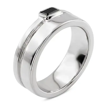 14K white gold 0.33 ct. Emerald Cut Bezel Set Solitaire Diamond Men's Ring - alternate view 5 thumbnail